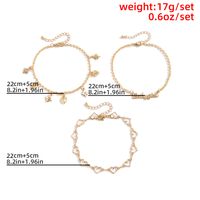 Simple Multi-layer Heart Chain Alloy Rhinestone Anklet Set main image 4