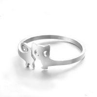 Fashion Hollow Cat Stainless Steel Open Ring sku image 1