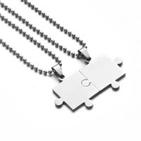 Fashion Titanium Steel Square Puzzle Pendant Couples Necklaces sku image 1
