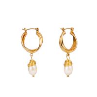 Pendientes De Perlas De Agua Dulce Naturales Sinuosos Con Hilo De Oro De Moda sku image 1