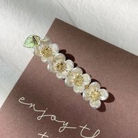 Wholesale Korean Shell Flower Green Leaf Rhinestone Hairpin sku image 3