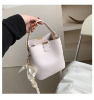 Fashion Silk Scarf Solid Color Single Shoulder Bucket Bag sku image 1