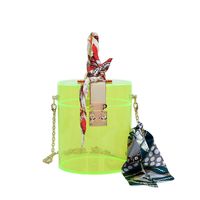 Fashion Transparent Silk Bow Acrylic Messenger Cylinder Bag sku image 1