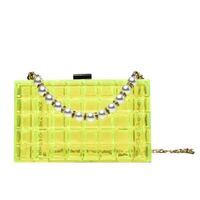 Fashion Solid Color Transparent Pearl Handle Messenger Bag sku image 3