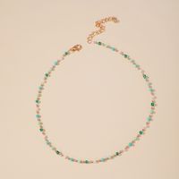 Fashion Korea Simple Style Green Beaded Sugar Cube Round Bead Necklace main image 5