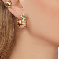 Vente En Gros Boucles D&#39;oreilles En Perles Incrustées D&#39;alliage De Mode main image 1