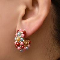Vente En Gros Boucles D&#39;oreilles En Perles Incrustées D&#39;alliage De Mode main image 4