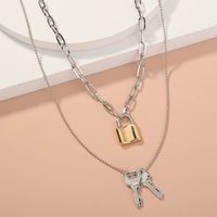 Fashion Multi-layer Lock-shaped Key Alloy Necklace Wholesale main image 4