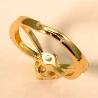 Korean Geometric Copper Inlaid Zircon Open Ring main image 5