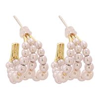 Fashion C-shaped Pearl Circle-shaped Alloy Earrings Wholesale main image 1