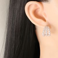 Fashion C-shaped Pearl Circle-shaped Alloy Earrings Wholesale main image 3
