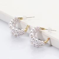 Fashion C-shaped Pearl Circle-shaped Alloy Earrings Wholesale main image 5