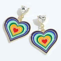 Wholesale Fashion Multi-layer Drop Oil Color Peach Heart Earrings main image 1