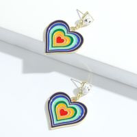 Wholesale Fashion Multi-layer Drop Oil Color Peach Heart Earrings main image 4