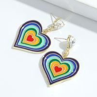 Wholesale Fashion Multi-layer Drop Oil Color Peach Heart Earrings main image 5