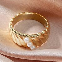 Baroque Pearl Geometric Thread Ring Wholesale main image 3