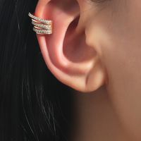 Fashion Zircon C-type Multilayer Gold Earrings Wholesale main image 1