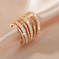 Fashion Zircon C-type Multilayer Gold Earrings Wholesale main image 4