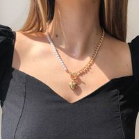 Fashion Pearl Chain Heart-shaped Alloy Necklace Wholesale main image 1