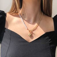 Fashion Pearl Chain Heart-shaped Alloy Necklace Wholesale main image 2