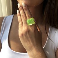 Fashion New Style Square Creative Resin Transparent Ring main image 1