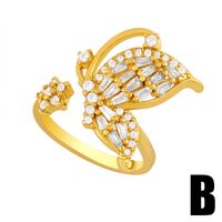 Fashion Geometric Butterfly Copper Inlaid Zircon Ring Wholesale main image 4