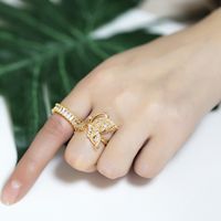 Fashion Geometric Butterfly Copper Inlaid Zircon Ring Wholesale main image 6