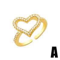 Fashion Geometric Heart Copper Inlaid Zircon Open Ring main image 3