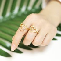 Fashion Geometric Heart Copper Inlaid Zircon Open Ring main image 6