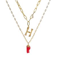 Collier En Alliage De Perles Multicouche Lettre H De Mode En Gros sku image 1