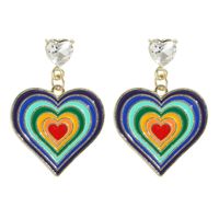 Wholesale Fashion Multi-layer Drop Oil Color Peach Heart Earrings sku image 1