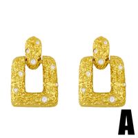 Fashion Lava Fold Geometric Copper Inlaid Zircon Earrings Wholesale sku image 1