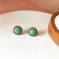 Simple Small Round Imitation Opal Resin Earrings sku image 1