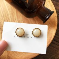 Simple Small Round Imitation Opal Resin Earrings sku image 2