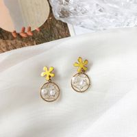 Fashion Flower Mesh Pearl Alloy Earrings Wholesale sku image 2