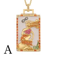 New Style Copper Drop Oil Zircon Rainbow Mermaid Moon Necklace sku image 1
