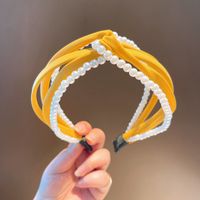 Korean Pearl Braid Solid Color Headband Wholesale sku image 2