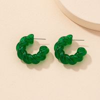 Korean Acrylic Geometric C-shape Green Earrings Wholesale main image 1