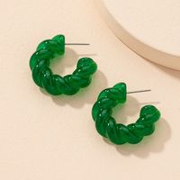 Korean Acrylic Geometric C-shape Green Earrings Wholesale main image 3