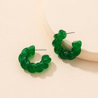 Korean Acrylic Geometric C-shape Green Earrings Wholesale main image 4