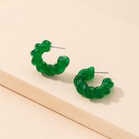 Korean Acrylic Geometric C-shape Green Earrings Wholesale main image 5