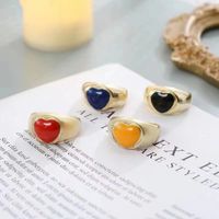 Retro Heart Dripping Metal Opening Candy Color Ring main image 1