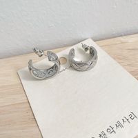 Pendientes De Aleación De Plata Geométricos Con Patrón De Diamante Coreano Al Por Mayor main image 4