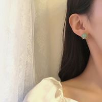 Simple Small Round Imitation Opal Resin Earrings main image 4