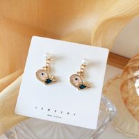 Fashion Small Cute Whale Pearl Alloy Earrings Wholesale main image 2