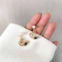 Fashion Small Cute Whale Pearl Alloy Earrings Wholesale main image 4