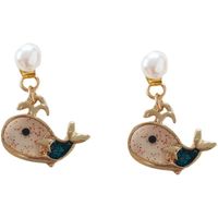 Fashion Small Cute Whale Pearl Alloy Earrings Wholesale main image 6