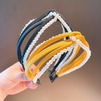 Korean Pearl Braid Solid Color Headband Wholesale main image 6