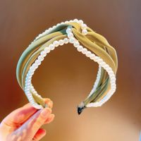 Korean Pearl Braid Solid Color Headband Wholesale main image 5