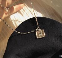 Fashion Rose Frosted Square Starlight Sequin Titanium Steel Necklace main image 3